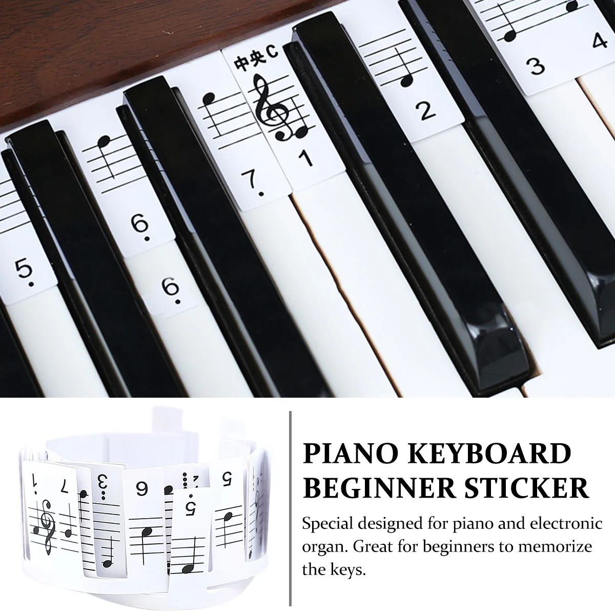 

1Set Beginner Piano Keyboard Stickers Note Strip Non-Stick Durable Piano Learning Accessory Keyboard Note Guide
