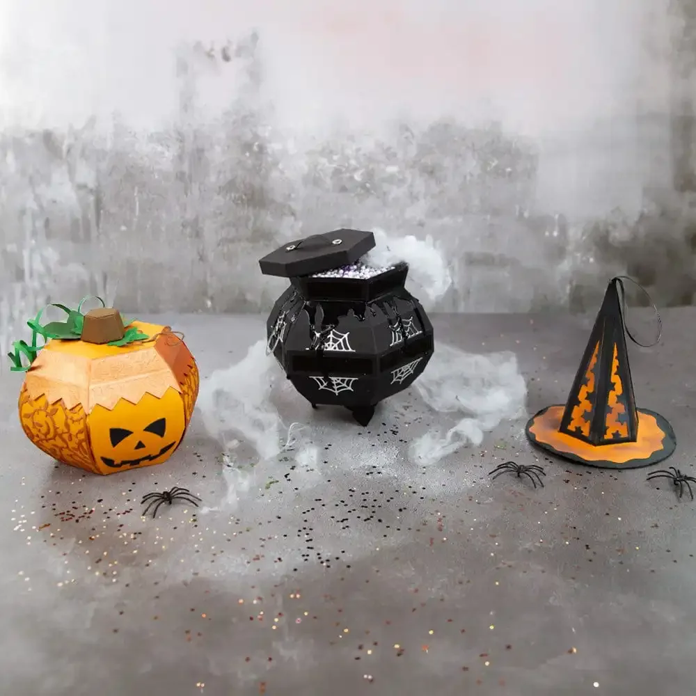 Haunted Hallowen Pumpkin Gift Box Hat Metal Cutting Dies Scrapbooking Diary Decorate Embossing Diy Greeting Card 2024 New