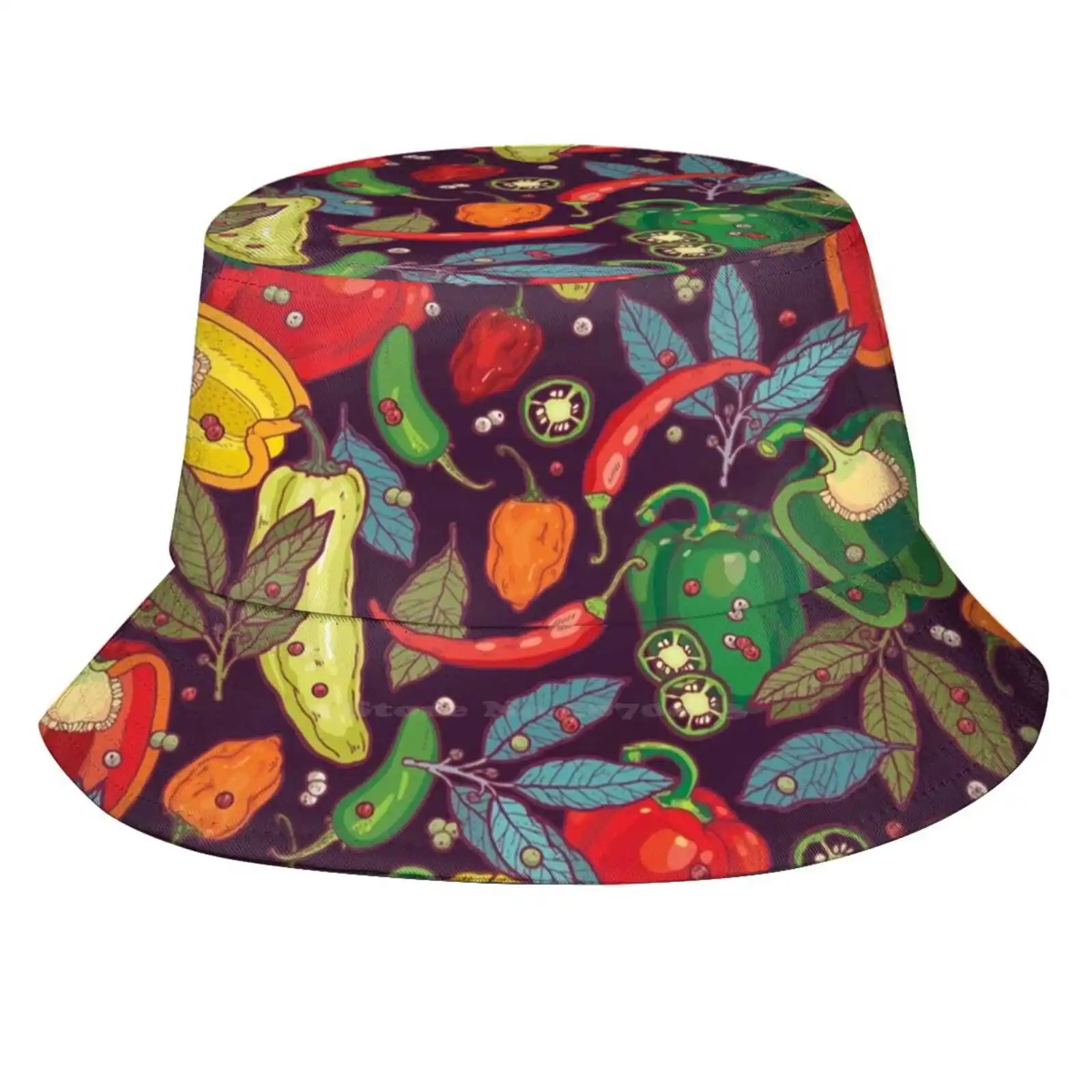 Hot & Spicy! Unisex Summer Outdoor Sunscreen Hat Cap Hot Spicy Tasty Food Peppers Jalape ? O Bell Pepper Sweet Pepper Pink