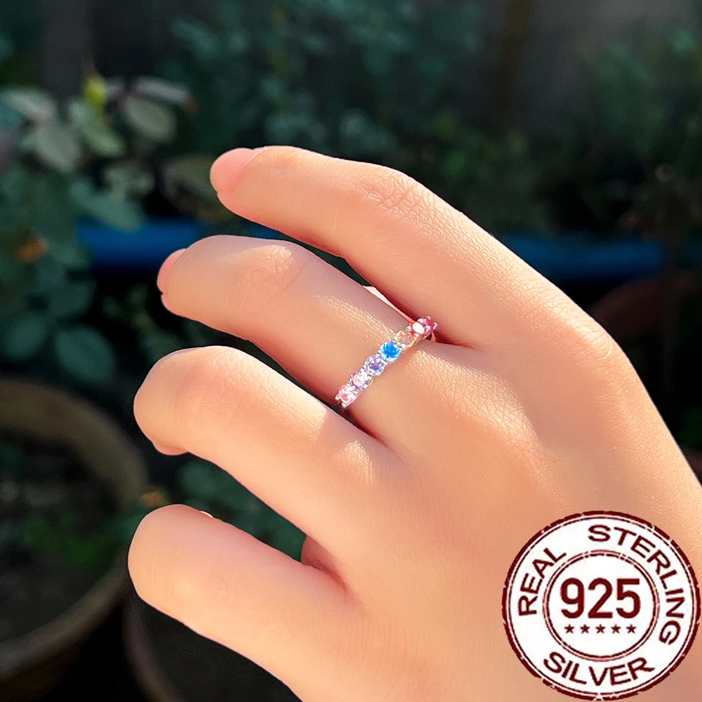 CWWZircons 925 فضة خمر متعدد الألوان تشيكوسلوفاكيا كريستال حلقة دائرية للنساء حفلة غرامة فنجر مجوهرات اكسسوارات SR042