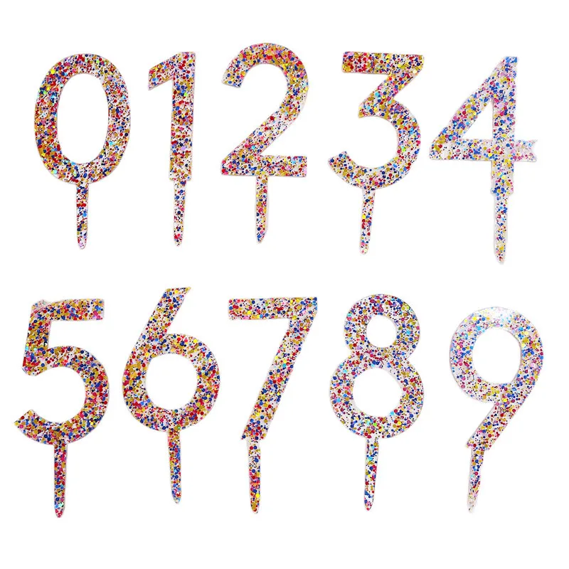 Funkelnder 0-9 Zahlen-Geburtstagstorten-Topper aus Gold-Acryl, Hochzeitstorten-Topper, Kindergeburtstags-Party-Tortendekoration, Babyparty – Detail 1