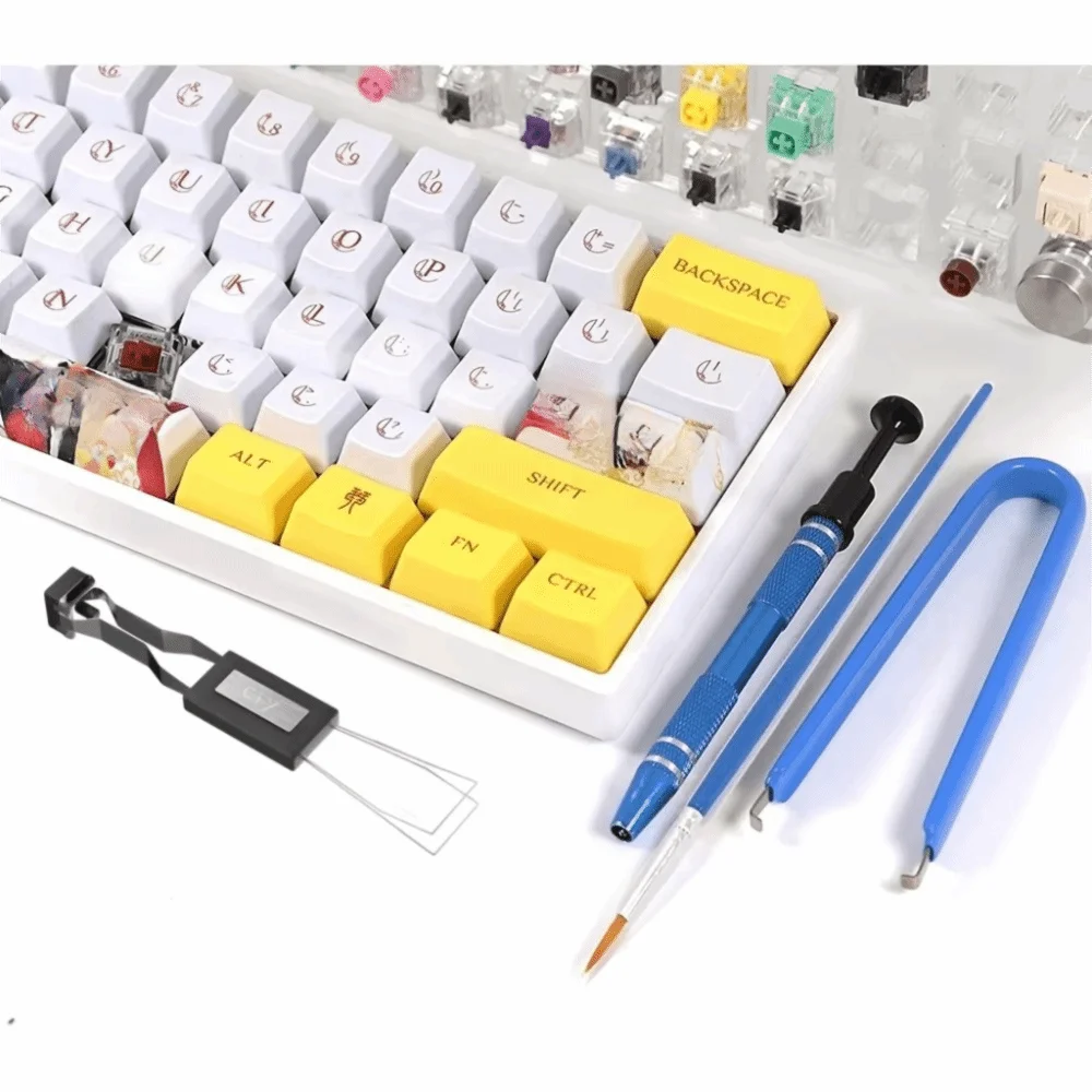 4/6pcs Professional Keyboard Cleaning Tool Kit Household with Storage Bag Keycap Lube Brush Mini DIY Keycap Puller Office