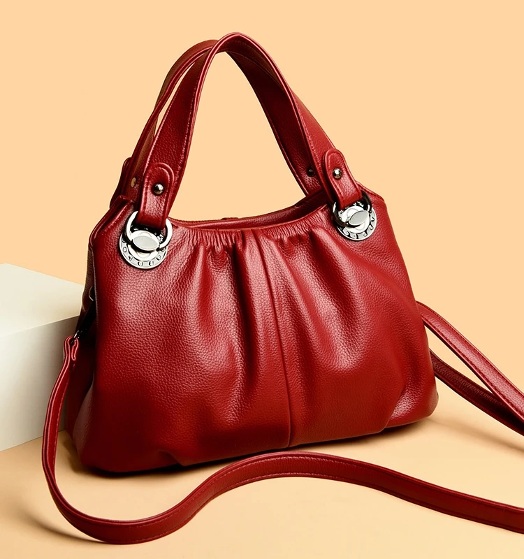 

Trendy Faion Soft Leather Crossbody Bag Single oulder Handbag for Middle-Aged Mothers Ladies Handbag Casual Purse