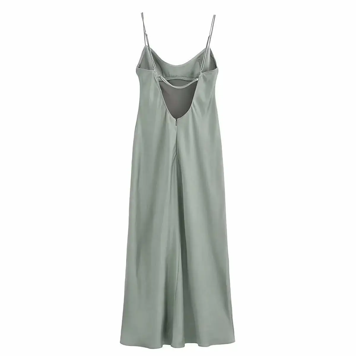 Summer Backless Camisole Dress Women Green Slim Midi Party Dresses