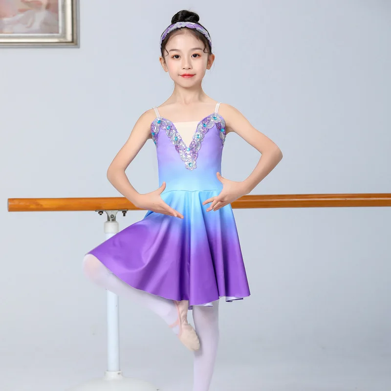 Robe tutu de ballet longue pour femmes, jupes de pratique de fête, olympiques de danse à la mode, vêtements pour adultes et enfants, couleur dégradée, haute qualité