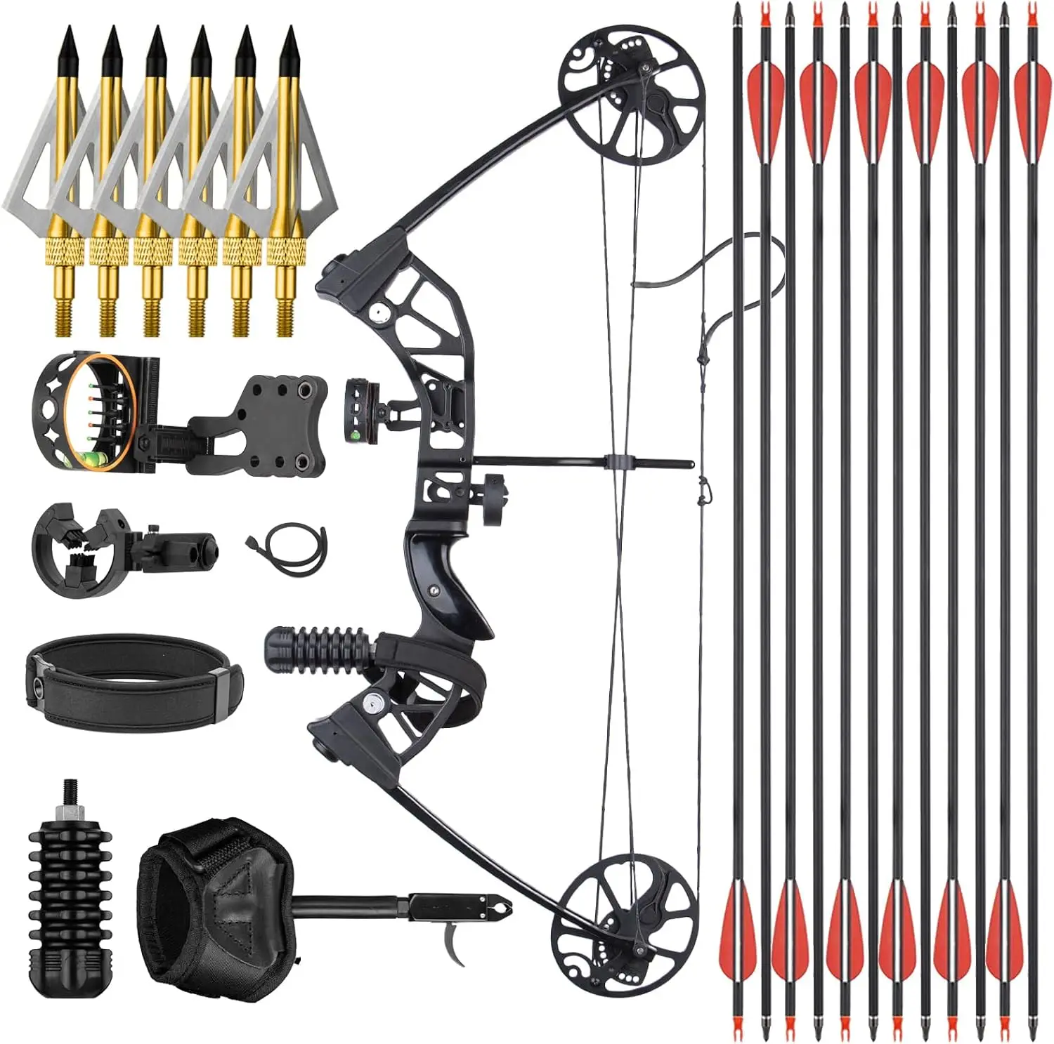 Right-Handed Archery Bow Kit for Adults and Teens - 20-70 lbs Adjustable Draw Weight and 19-31 Inch Draw Length