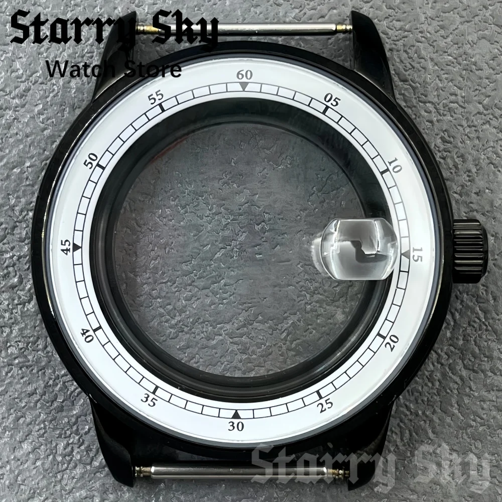 Starry Sky New 38mm Men's Stainless Steel Black Watch Case Suitable For NH35/ETA8285 PT5000 Automatic Movement Watch Accessories