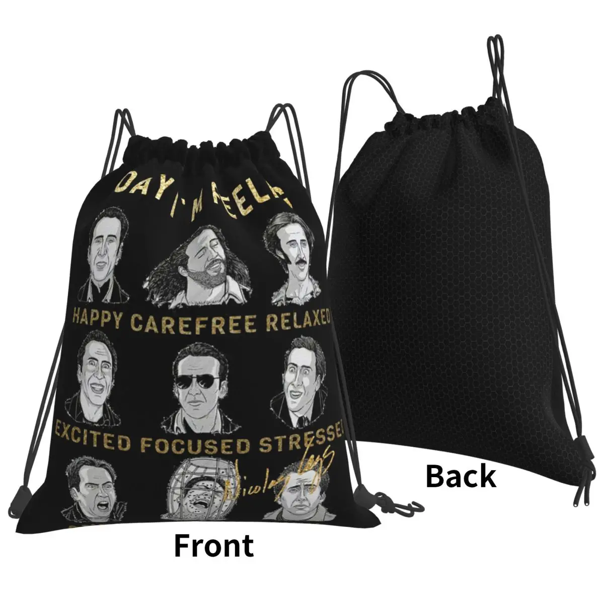 Merry Christmas St Nicolas Cage Backpacks Multi-function Drawstring Bags Storage Bag Book Bags for Man Woman Students