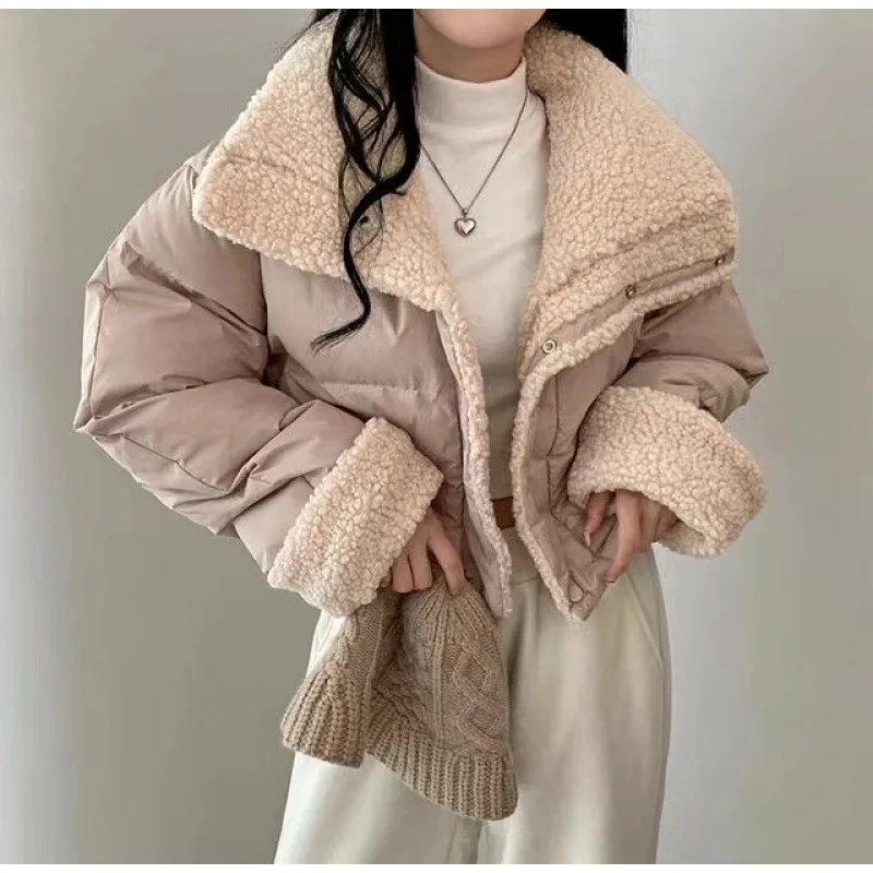 2023 Winter Korean Casual Slim Single Breasted Parkas Sheath Jacket For Women Short Outerwear Fashion Warm Thick Solid Coat