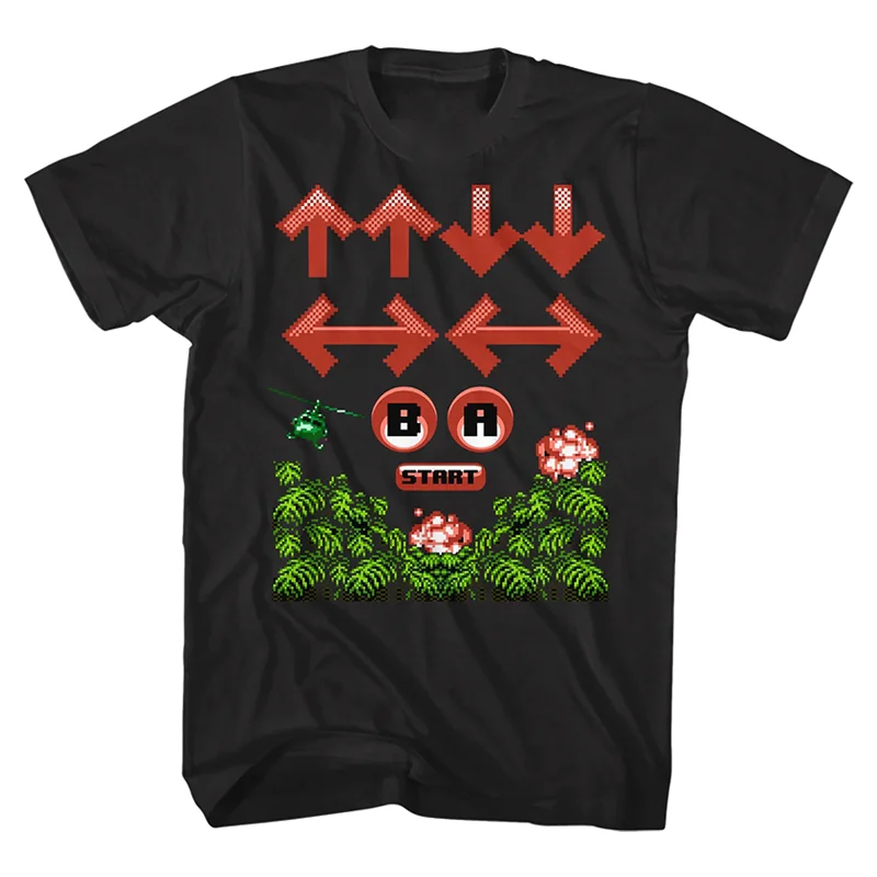 Contra Japanese Shooting Game Retro Era Childhood Memories Cartoon Men's Short-sleeved Cotton T-shirt