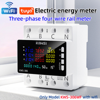 Three Phase Energy Meter Din Rail Electricity Usage Monitor AC85-290V Smart Switch with Voltage Current and Leakage Protection