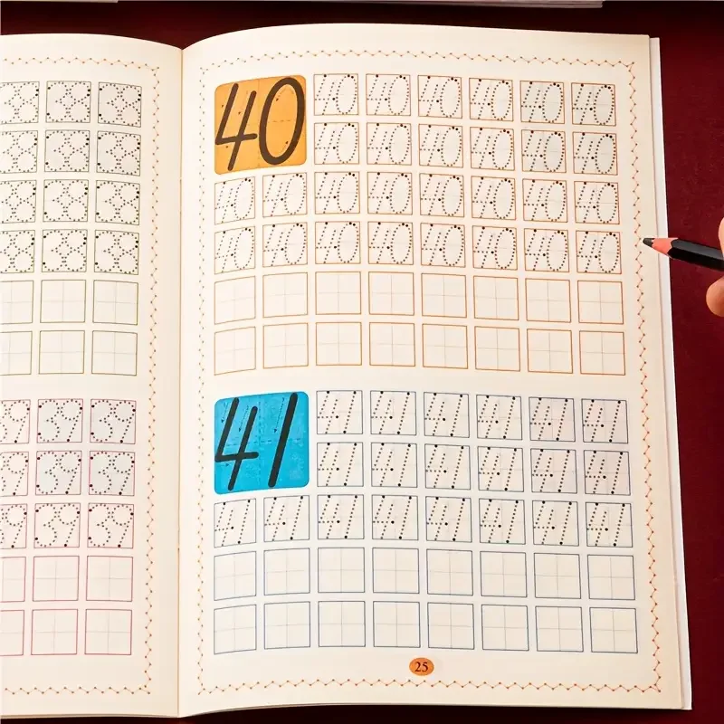 مصنف لتتبع الأرقام من 0-100: الكتابة اليدوية المدرسية تعلم الرياضيات كتاب الكتابة للأطفال