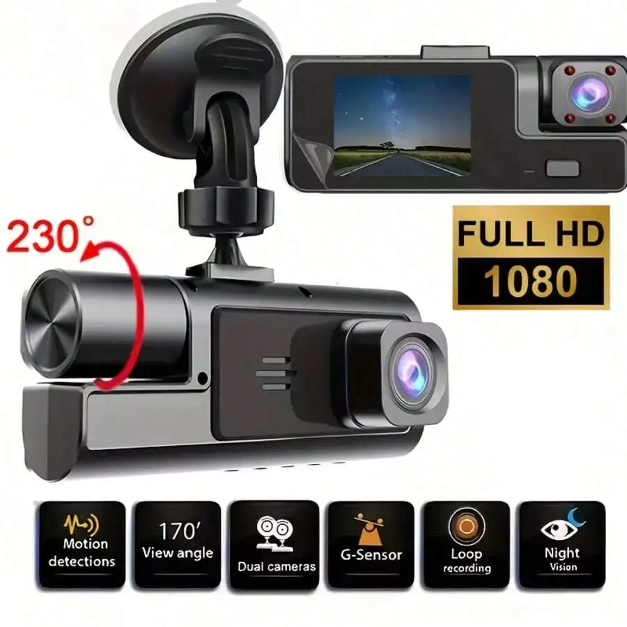 FOXGOD Car Recording, Essential For Road Loops, Car Accessories, Night Vision, Loop Recording, Car Camera