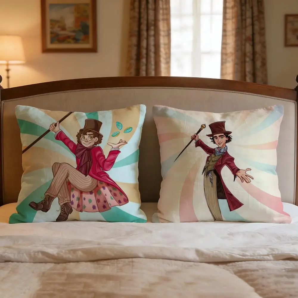 Movie Wonka Cushion Cover 4Pcs Decorative Covers Soft Cushion Case for Sofa Couch Decor 40x40 45x45 Pillowcases