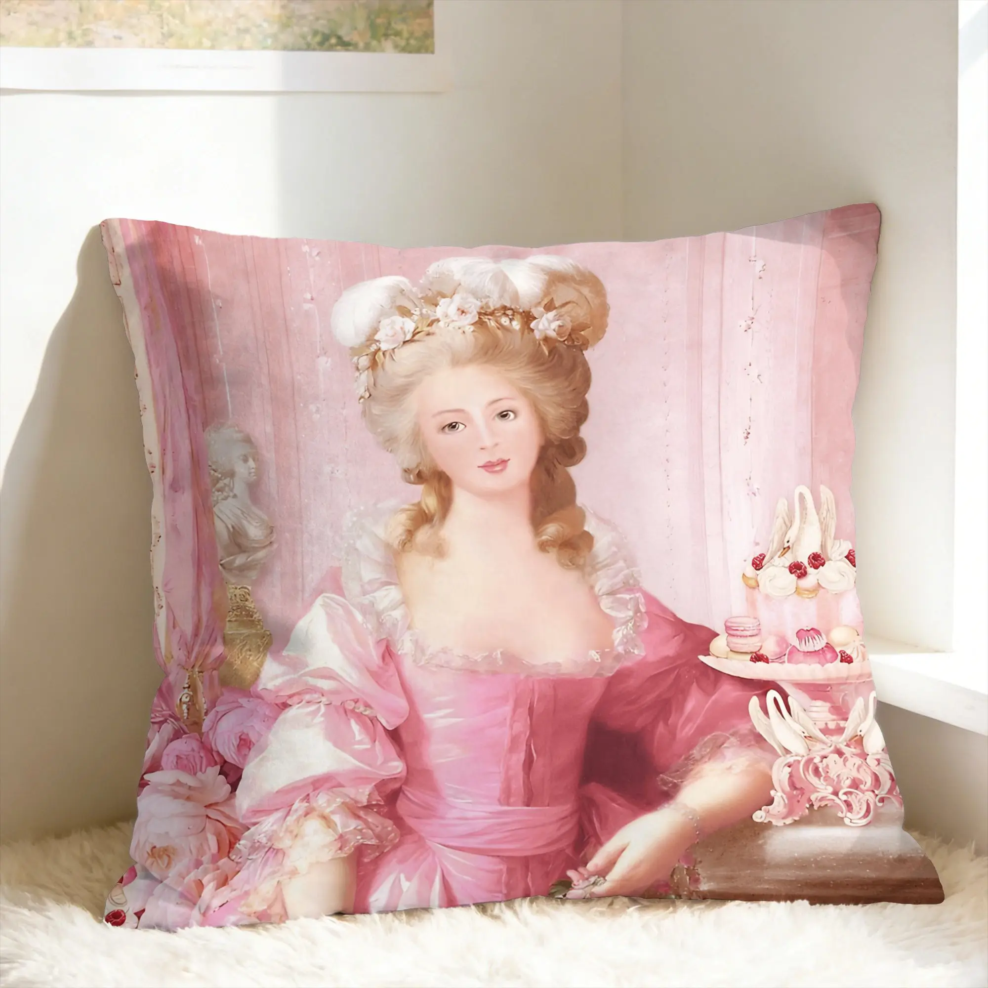 Marie Antoinette Afternoon Tea In French Paris Pillow Cover  Cute Funny Pillow Case For Room Bed Chair Square Pillowcases Gift