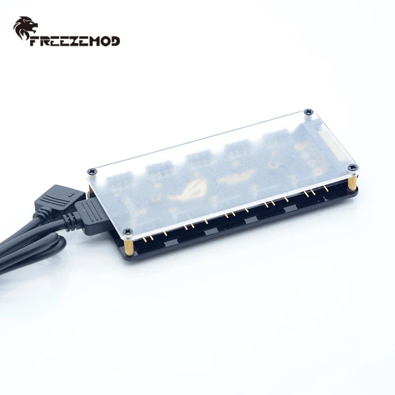 FREEZEMOD PC 수냉식 RGB 허브, 5V RGB 조명 LED 스트립 및 팬 KZQ-SZ5 지원, 10 포트 1-10