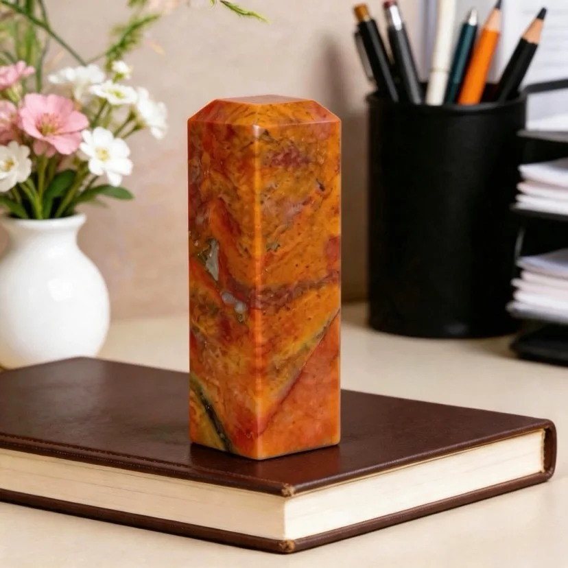Polished Natural Translucent Bloodstone Blank Seal Block, Silky Glossy Solid Uncarved Stamp Ore For Chinese Calligraphy Painting Chop Engraving, Four Treasures Of The Study Desk Office Stone Display