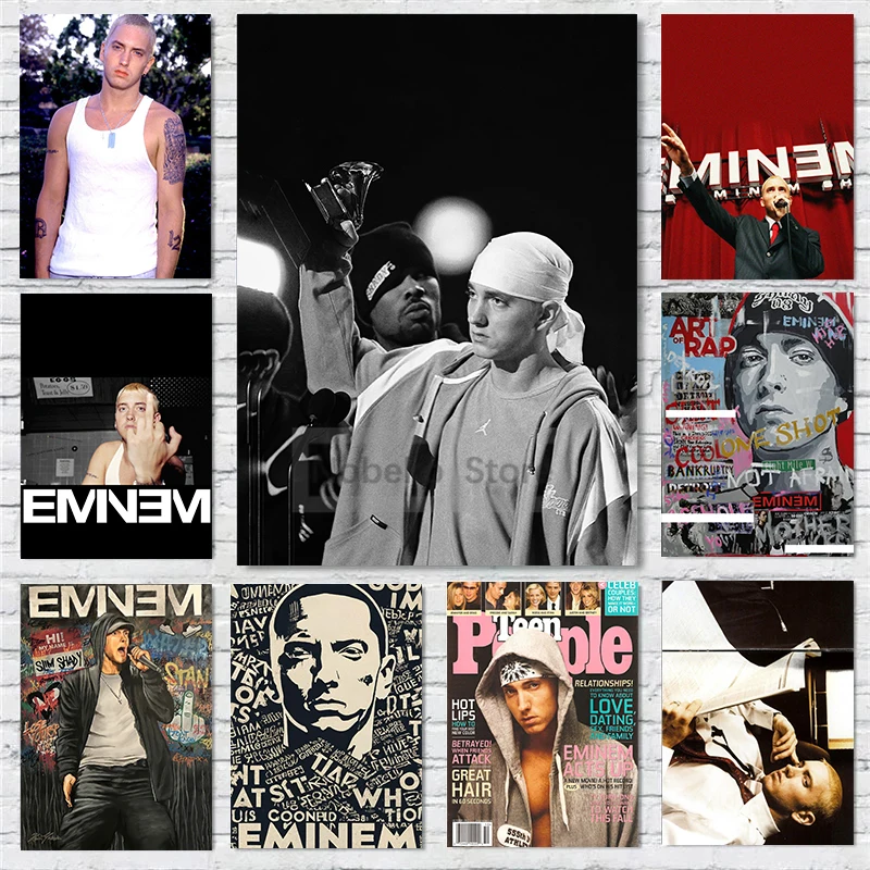 Eminem Hip Hop Rapper Singer Eminem Photo Album Cover Poster and Prints Canvas Painting Wall Art Pictures Home Room Decor