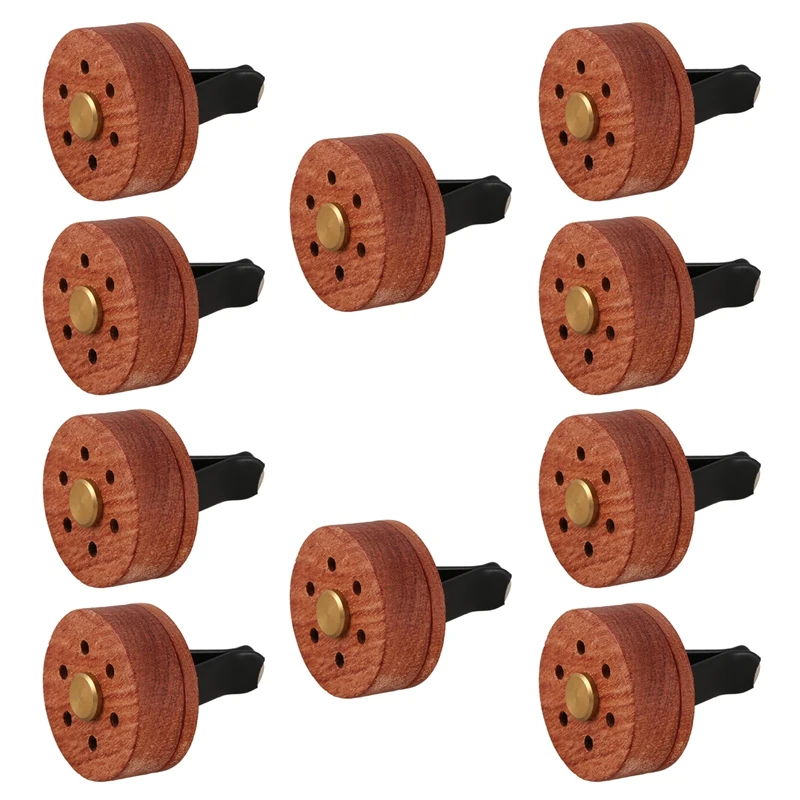 

NEW-10X Essential Oil Diffuser For Car With Vent Clip, Wooden Stainless Steel Lava Stone Aromatherapy Diffuser Locket