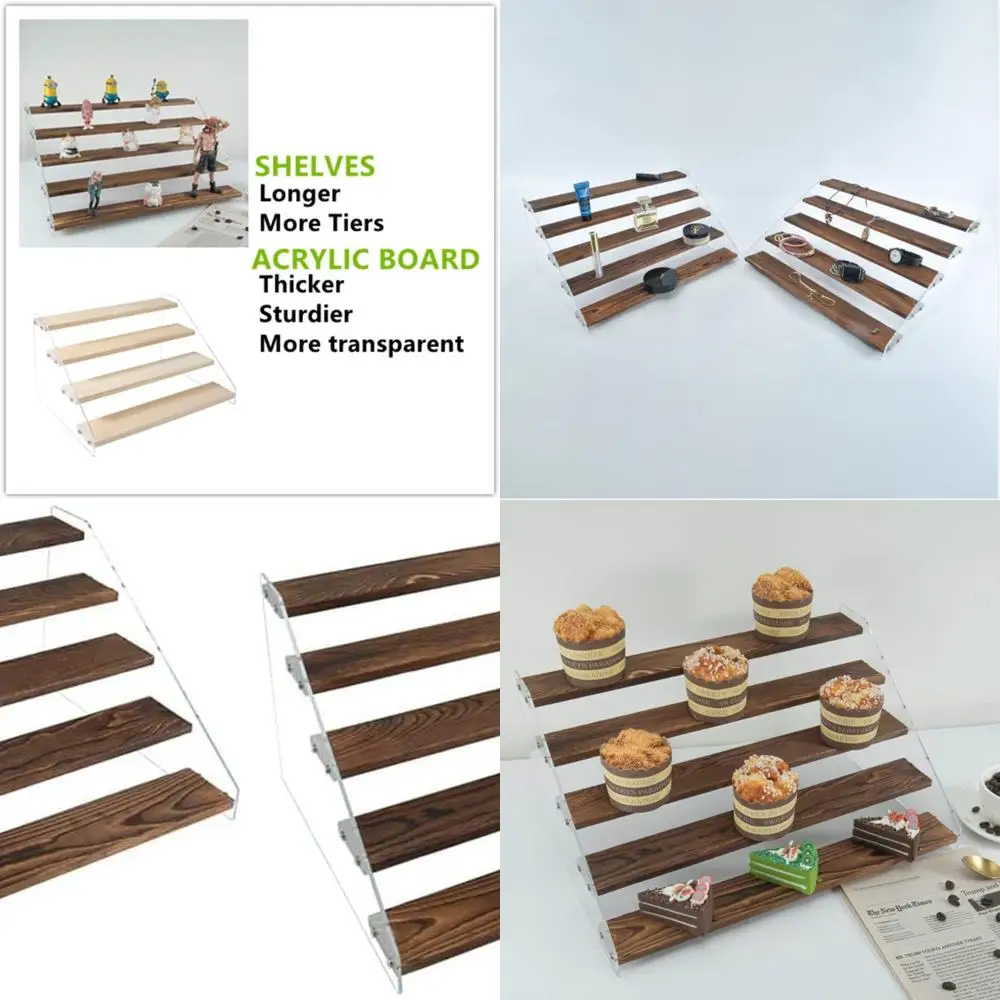 

Acrylic Riser Shelves - Clear Display Stands for Collectibles, Cupcakes, Jewelry, and More