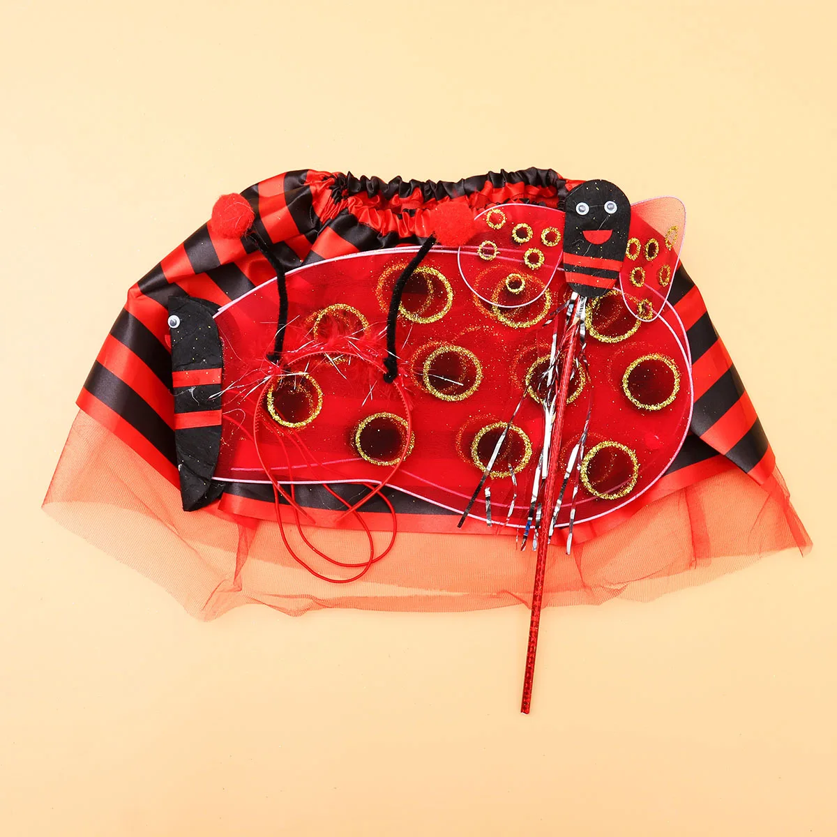 Ensemble de costumes d'abeille, 4 pièces, jupe à cheveux, baguette féerique, fête sur scène pour enfants, Cosplay, léger et mignon, habillage pour événements, aile d'abeille