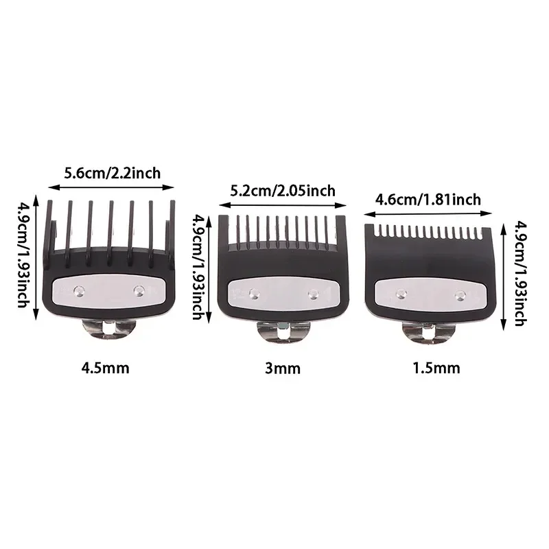 Hair Clipper Black Limit Comb Set Guards Guide Combs Trimmer Cutting Guides Styling Tools Attachment Compatible 1.5mm 3mm 4.5mm