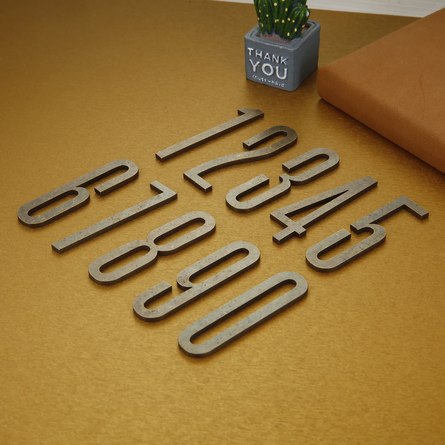 Bronze Door Number with Backing Adhesive 7cm Metal House Number Apartment Door Number for Outdoor Hotel Home Mailbox Label