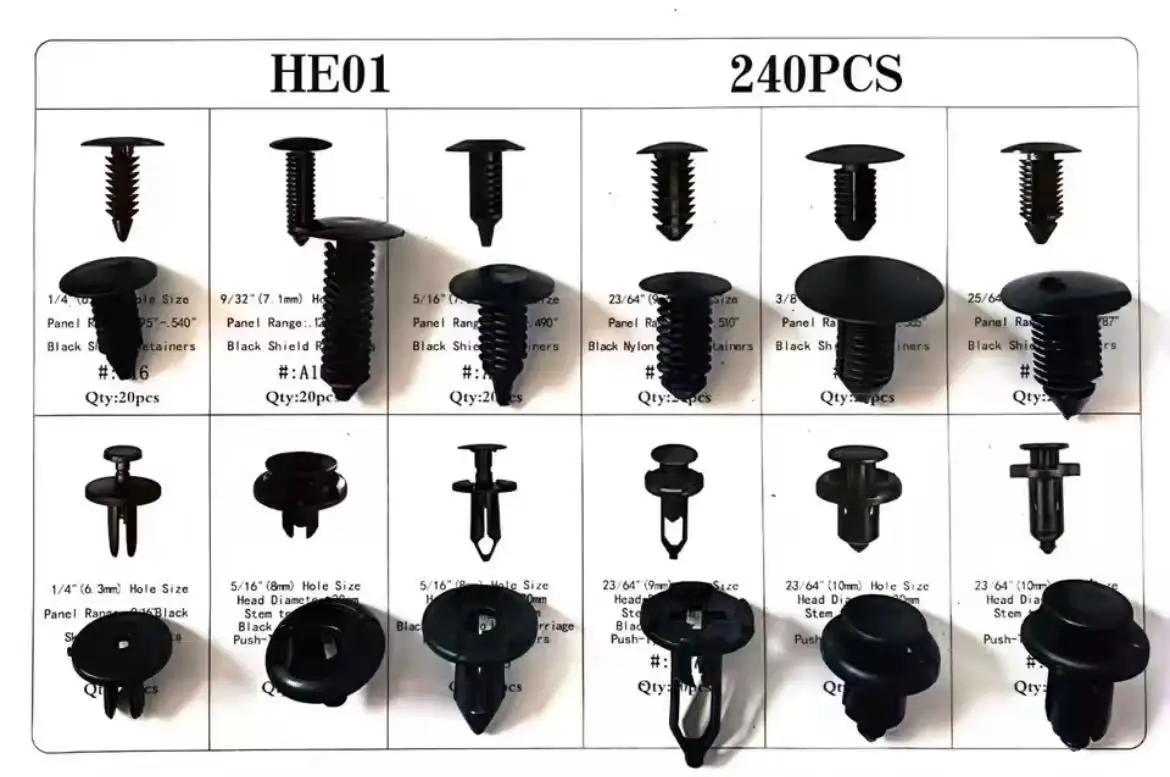 240Pcs Auto Clips With Tools Plastic Fastener Kit Push Retainer Pin Rivet Bumper Finder Liner Clips Kit