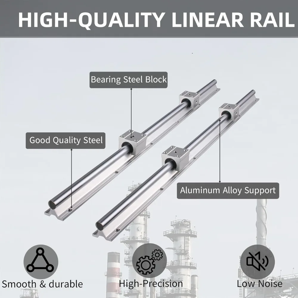 Linear Rail Guide 2Pcs SBR20-2200mm Linear Bearing Slide Rail Shaft+4Pcs SBR20UU 20mm Blocks