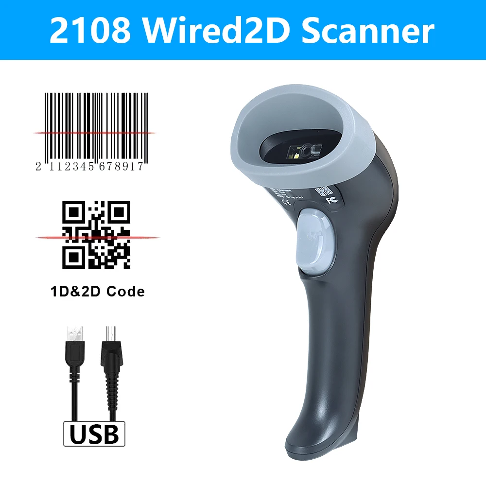 Barcode Scanner Drahtlose/verdrahtete 1D 2D Reader Bild QR PDF417 Daten Matrix Code Bar Pistole RS232 Bluetooth