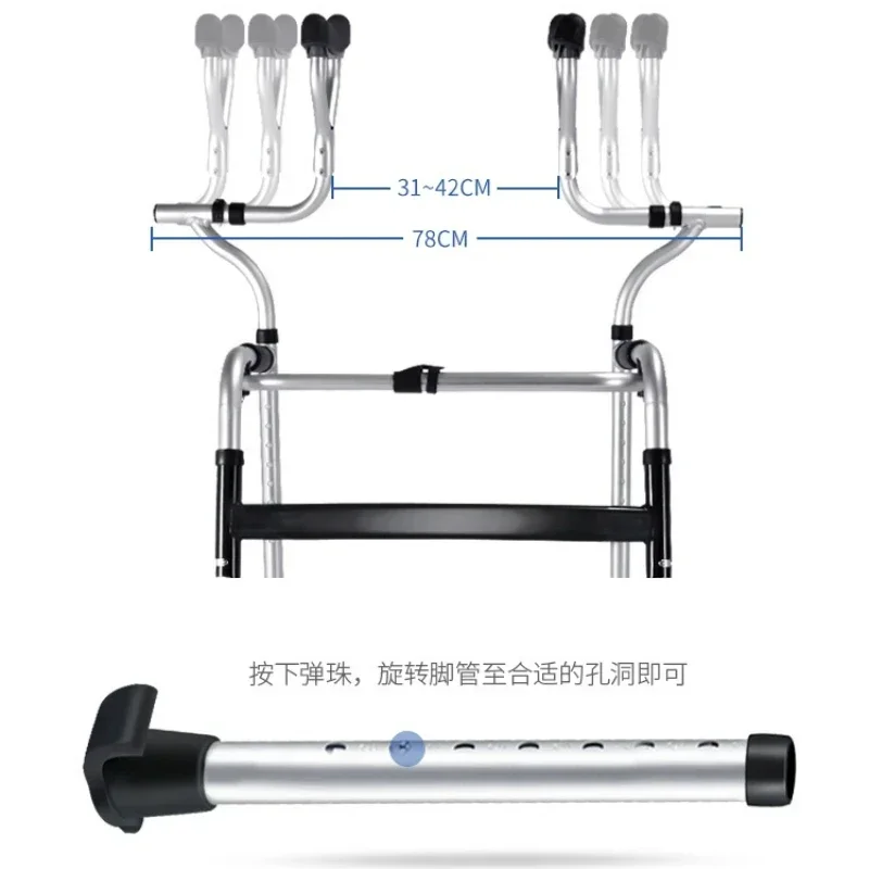 High Support Walking Aid  FourLegged Crutches with Wheels OneClick Folding Aluminum Alloy Walker Elderly Easy Mobility Walker