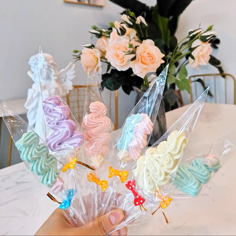 50pcs Transparent Cone Candy Bags Easter Party Sweet Cookies Snack Storage Packaging Birthday Wedding Favors Cellophane Gift Bag