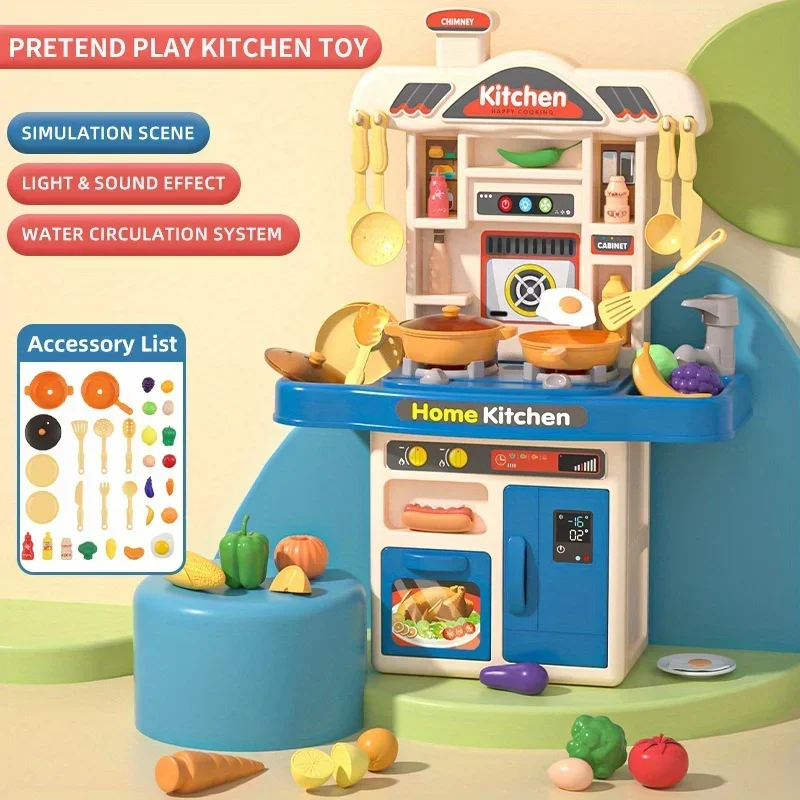 Gioco da cucina Giocattoli da cucina Set Simulazione Bambini Simulazione realistica Utensili da tavolo Suono leggero Regalo per ragazze Ragazzi