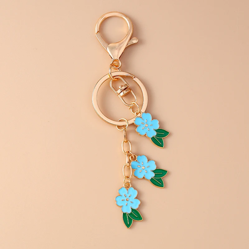 Fashion Flower Keychain for Car Key Holder Women Men Handbag Pendant Keyrings Accessories DIY Jewelry Decoration