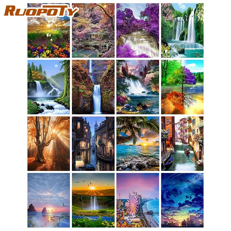 

RUOPOTY Diy Craft Handmade Diamond Painting Dark Landscape Art Kits Diamond Mosaic Full Embroidery Modern Home Decor