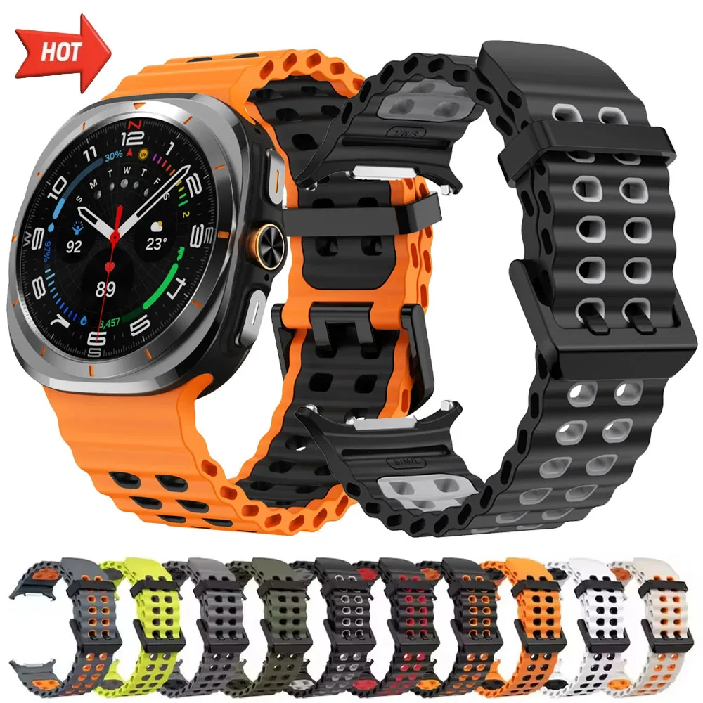 حزام سيليكون لساعة سامسونج جالاكسي 7 الترا 47 ملم سوار رياضي بحري حزام ساعة كوريا جالاكسي ملحقات سوار الترا