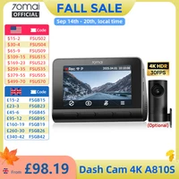 70mai A810S 4K Dash Cam IMX678 Dual HDR Supercapacitor 4G LTE Remote Control Wi-Fi 6 5GHz Voice Control GPS ADAS Car Camera
