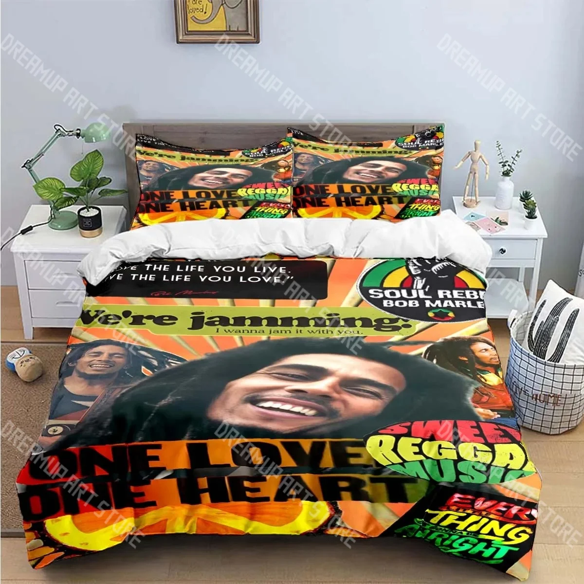 Fashion Singer R-Reggae Bob Marley Bedding Set Single Twin Full Queen King Size Bed Set Kids Bedroom Duvetcover Sets Bed Sheet