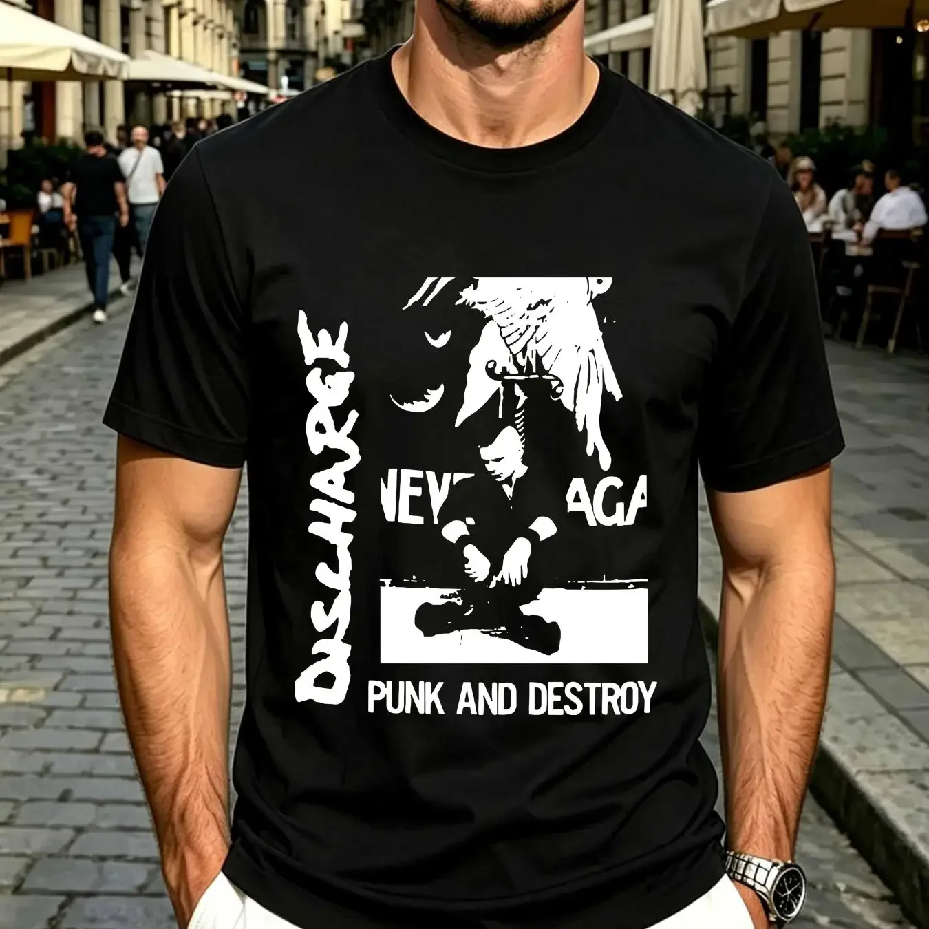 washed T Shirt Discharge Punk And Destroy Shirtunisex Best Price vintage Washed Top For Everyday Wear Stylish graphic fashion
