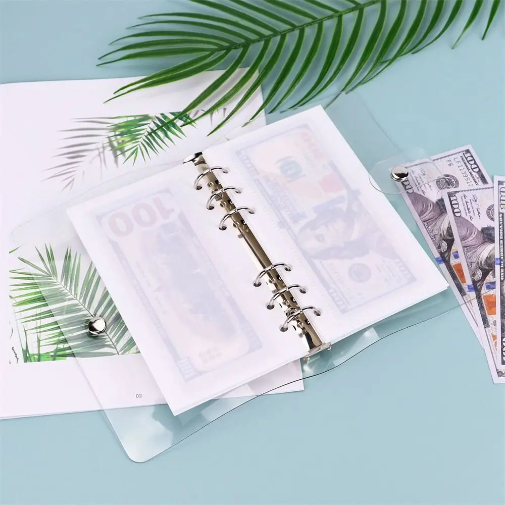 Document Filing Bag Transparen Binder Pockets 6-Ring Waterproof Notebook Divider Page PVC A6 Binder Folders School Supplies