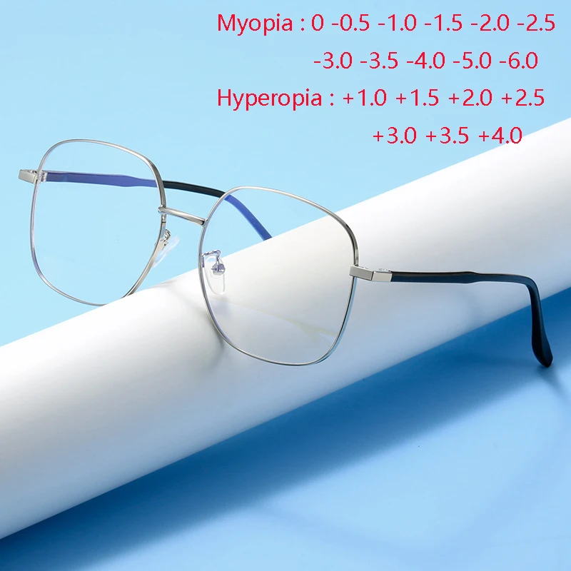 

Anti Blue Rays Square Prescription Eyeglasses With Degree Vintage Literary Myopia Photochromic Spectacles 0 -0.5 -0.75 To -4.0