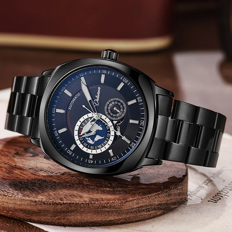 Stainless alloy Explore Universe Series Square Dial Moonphase Luminous Waterproof Self-Wind Automatic Exquisite watch for Men