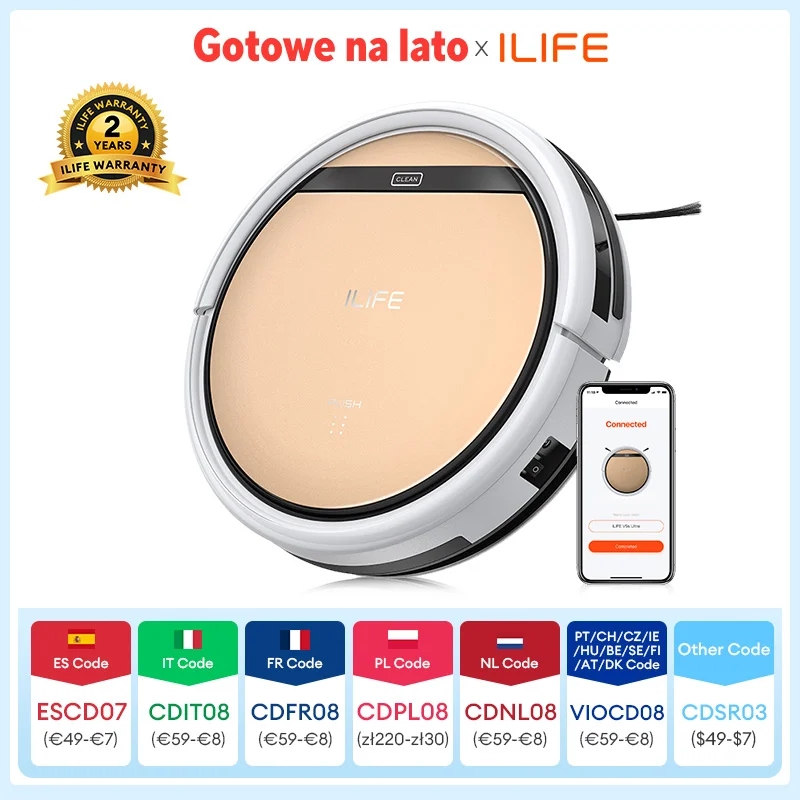 ILIFE V5s Ultra robotstofzuiger en dweilcombinatie, 4000 Pa zuigkracht, app / afstandsbediening, kaartbouw, geplande reiniging