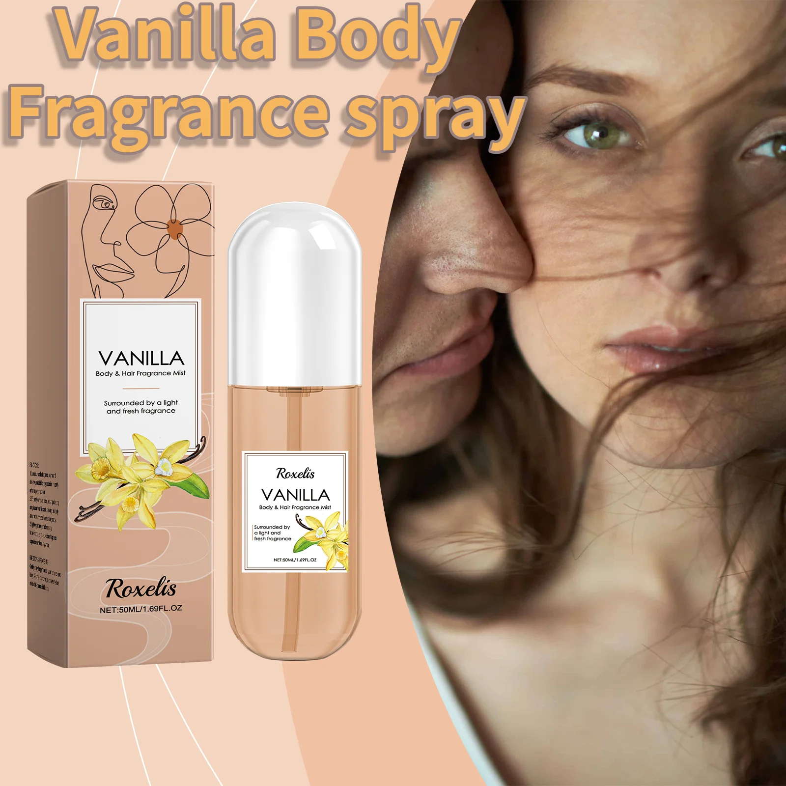 

Vanilla Body Fragrance Spray Fresh Vanilla Luxury Fragrance Lasting Fragrance Women's Daily Portable Body Hair Perfume Spray
