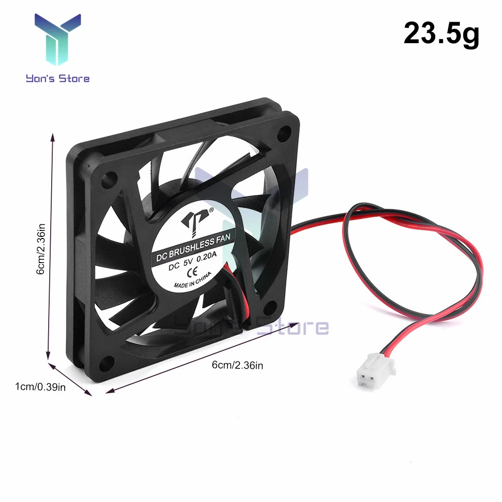 DC6010 5V 12V 24V Cooling Fan Two-Wire Oil Bearing Small Industrial Silent Cooling Fan 0.15/0.2A 3500r/min 60mm x 60mm