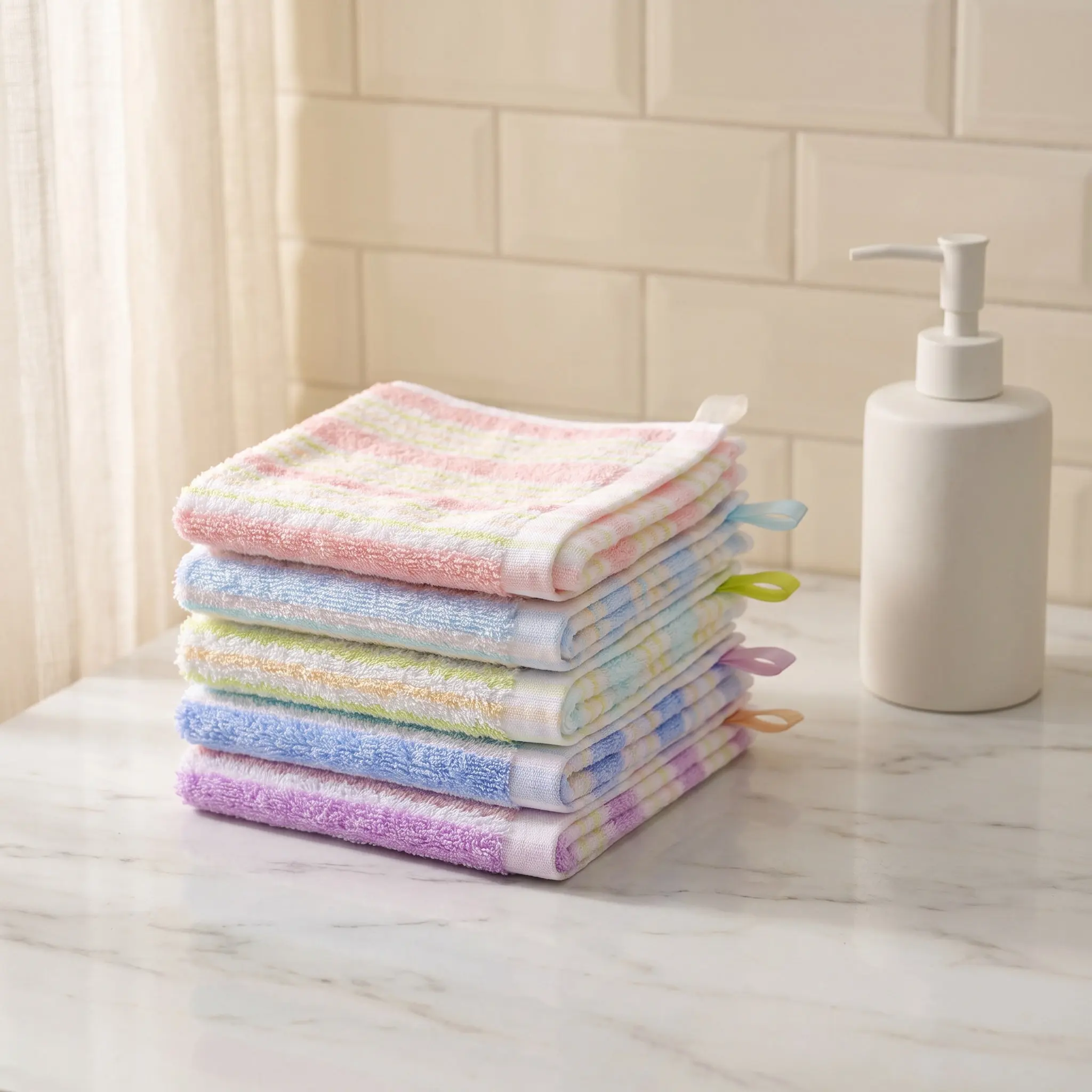 20Pcs Cotton Face Wash Cloths Reusable Soft Highly Absorbent 10.6x10.6 Inch Square Hand Towels for Makeup Removal Daily Face