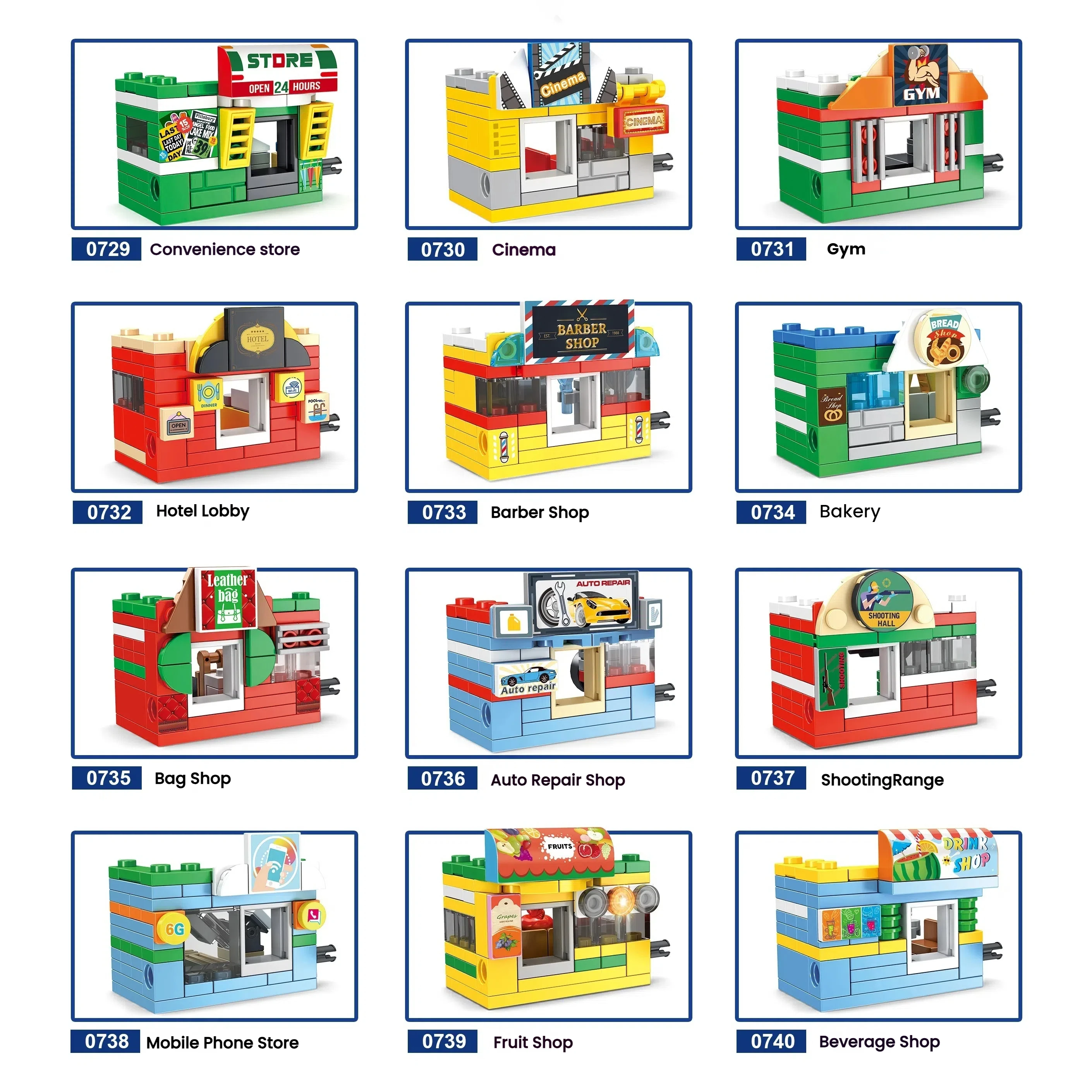 Twelve Independent Packaging To Form City Commercial Street View, Mini Street View Building Blocks City Commercial Street Buildi