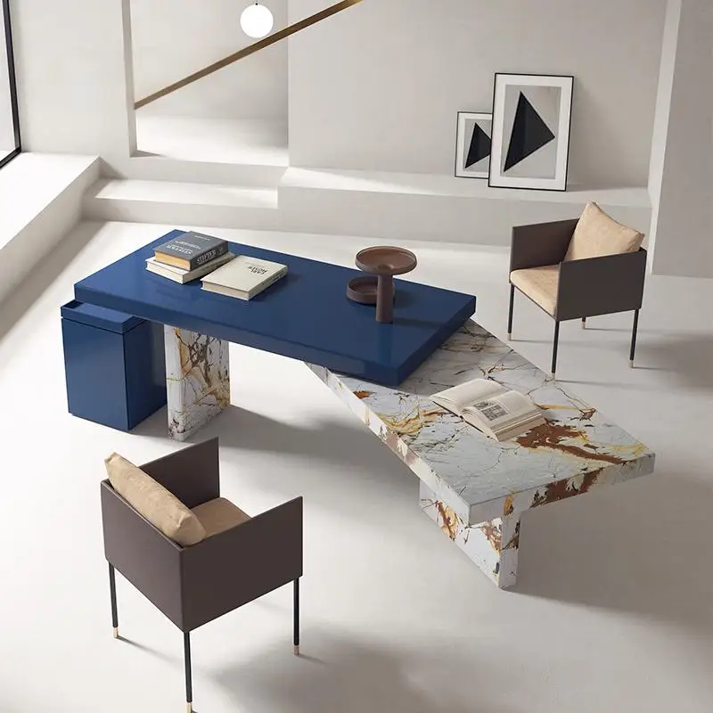 ​ مكتب رخامي إيطالي بسيط: طاولة دراسة حديثة، مكتب مخصص بتصميم فاخر، مكتب كتابة منزلي ​