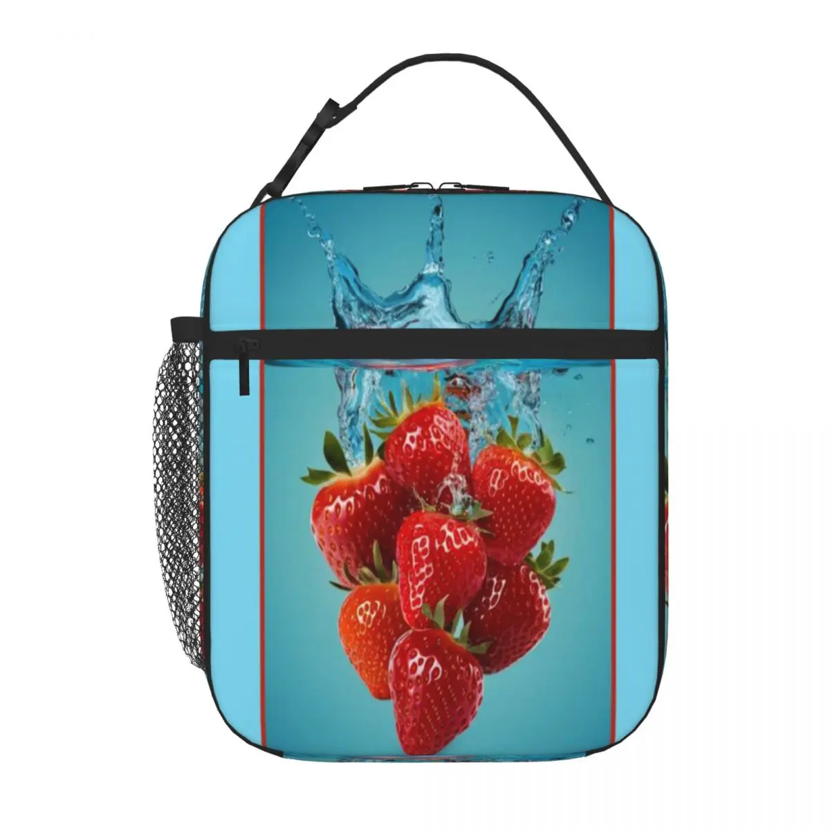 Hot Sale Strawberries In The Rinse Cycle Three Compartment Travel Lunch Bag Countryside Trip Commuter Lunch Bag
