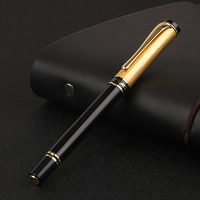 Customizable Name Logo Text - Black Gold Business Ballpoint Pen Set Personalized Signature Pens Gift Box